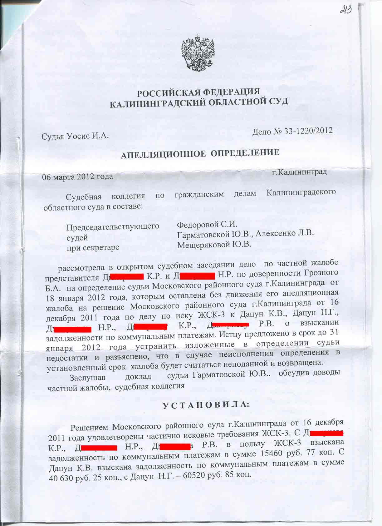 Определение об оставлении апелляционной жалобы без движения образец